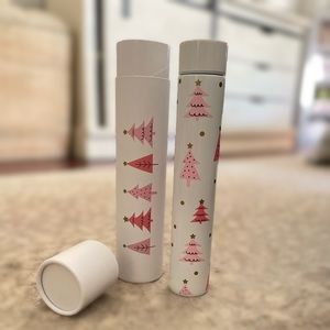 Flask Bottle, White with Pink Trees - NEW